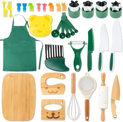 20 Pcs Kids Safe Knife Set for Real Cooking, Montessori Kitchen Tools by BUSYEDITION