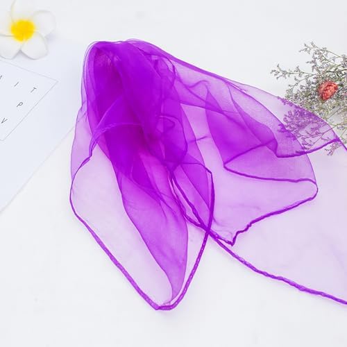 Lolakee Dance Scarves 12 Pcs Juggling Scarves for Kids Play Silk Scarve for Babies Toddlers Children Movement Learning Education Musical Accessories Colorful Scarfs Magic Tricks Performance (Purple) - Image 5