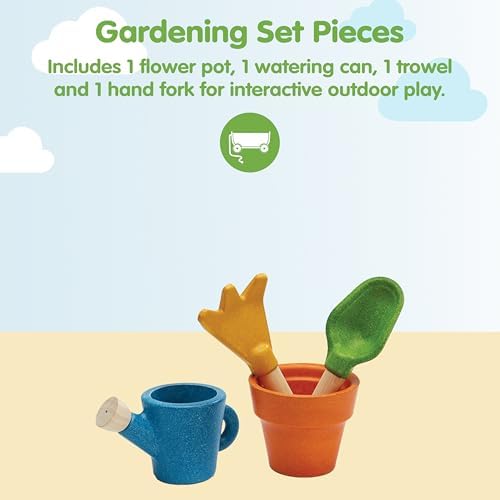 PlanToys® Wooden Gardening Set Montessori Pretend Tools for Kids Outdoor - Image 2