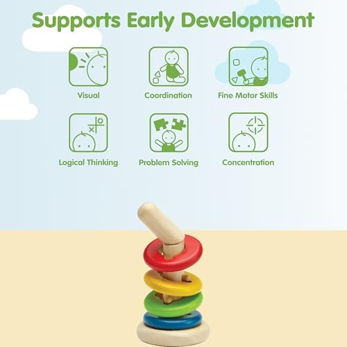 PlanToys® Twist & Sort Wooden Stacking Toy for Toddlers Ages 2+ Montessori - Image 4