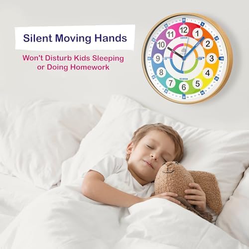 da Vinci's Room 12 Inch Silent Analog Telling Time Teaching Clock for Kids - Image 6