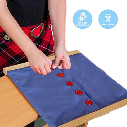 Montessori Practical Life Dressing Frames Set – Large Button Frame & Large Zipper Frame, Fine Motor Skills Learning Toys for Toddlers, Preschool Montessori Materials for Independence & Self-Care Train - Image 4