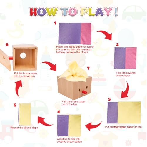 Adena Montessori Baby Full Wood Tissue Box Infant Toys for 6-12 Months Baby - Image 4
