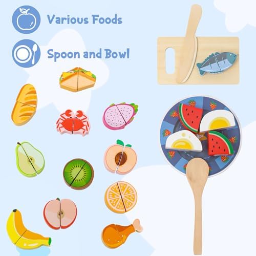 Wooden Baby Feeding Toy - Montessori Pretend Play Food Set for Toddlers 1-3 - Image 4