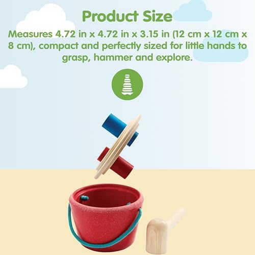 PlanToys® Hammering Peg Bucket Montessori Wooden Toy for Toddlers 12M+ Kids - Image 2