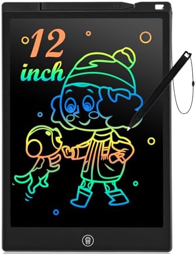 cimetech LCD Writing Tablet, Toys Gifts for 3-8 Year Old Girls Boys, 12 Inch Colorful Drawing Pad for Kids Doodle Board, Christmas Stocking Stuffers Birthday Gifts for Toddler Travel Activities, Black by cimetech