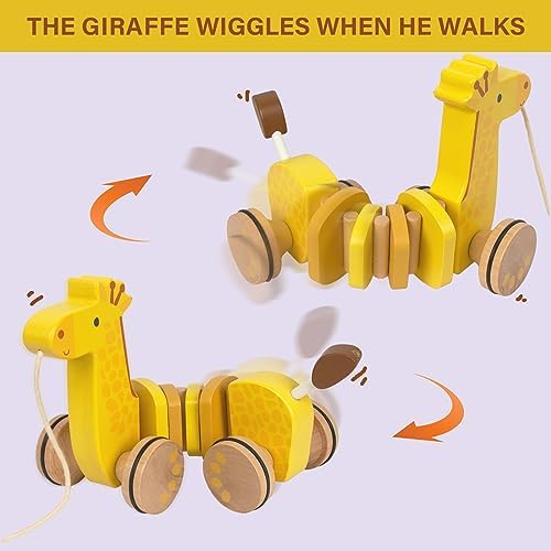 Baby Toys Car,Wooden Pull Along Toy for Toddlers 1 2 3 Year Olds - Image 3
