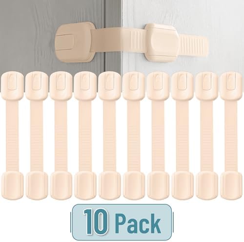 Bate- Child Safety Strap Locks, 10 Pack, Baby Locks for Cabinets, Drawers, Kitchen, Toilet, Furniture, Fridge, Multi-Purpose, Easy Install with Quick 3M Adhesive for Childproofing - Image 2