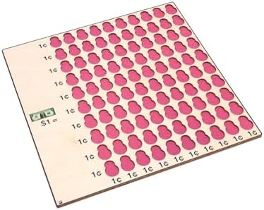 Montessori Dollar Board - Premium Wooden Math Counting Money Learning Material - 100 Penny Slots Decimal Place Value Tool - Alisons Montessori Educational Manipulative for Kids Ages 6-9 Years by Unknown