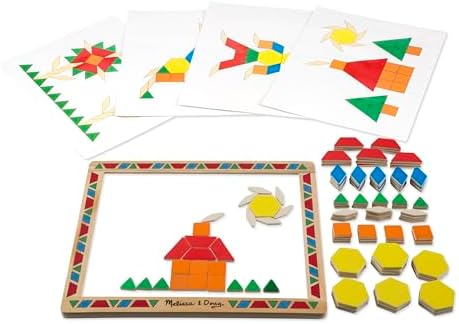 Melissa & Doug Deluxe Wooden Magnetic Pattern Blocks Set - Educational Toy with 120 Magnets and Carrying Case, Multi/None, 1 EA, English Only. by Unknown