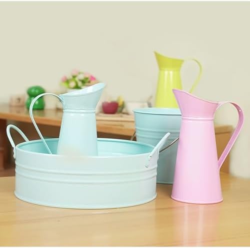 Montessori Washing Work Set, Metal Basin, Bucket & Pitcher Set, Kids Practical Life Sensory Toy,Blue - Image 4