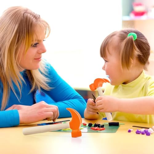 Hxezoc Wooden Hammer Toys Simulation Hammers Maintenance Tools Educational Toys for Kids Birthday Party Games Supplies (Orange) - Image 4