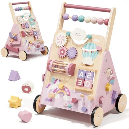 Lehoo Castle Unicorn Wooden Baby Walker, Adjustable Speed Baby Push Walker by LehooCastle