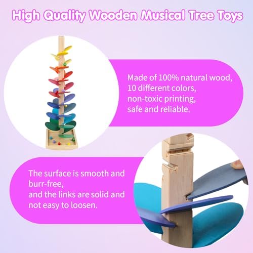 Wooden Marble Run Update Wooden Music Tree for Kids 3+ Years Old,Ball Drop Toy Montessori Toys for 3+ Birthday Gifts for Boys and Girls - Image 5
