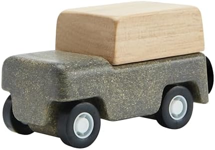 PlanToys® Grey Wagon Wooden Montessori Pull Along Toy for Kids Active Play by PlanToys