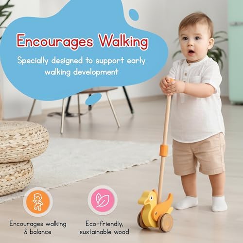 Jack Rabbit Creations Wooden Duck Push Toy - Classic Walker - Ages 1+ - Image 5