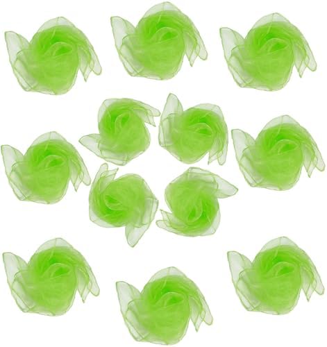 Dance Scarves 12 Pcs Juggling Scarves for Kids Play Silk Scarve for Babies Toddlers Children Movement Learning Education Musical Accessories Colorful Scarfs Magic Tricks Performance (Light Green) by Lolakee