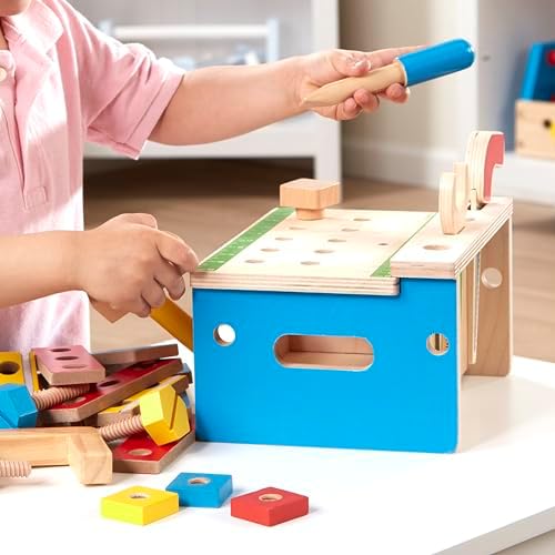 Melissa & Doug Hammer and Saw Tool Bench - Wooden Building Set (32 pcs),Multicolor,1Size - Image 5