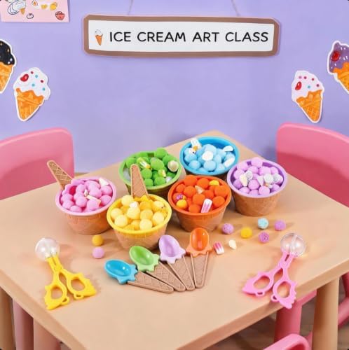154 Pcs Ice Cream Sensory Bin Items Summer Counting Sorting Sensory Bin Filler Fine Motor Ice Cream Counts for Easter Day Summer Counting Decor - Image 7