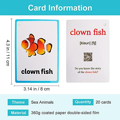 Lilias Sea Animals Flash Cards, Toddler Learning Toys, Preschool Learning Toys, Homeschool Supplies, Learning Supplies for Kindergarten, 4.3 X 3.14 Inch, 20 Cards in Set - Image 2
