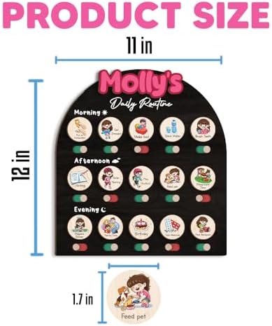 Personalized Wooden Chore Chart for Kids, Daily Routine Chart for Toddlers, Visual Schedule for Kids Age 3-5, Morning Bedtime Routine for Girls (08) - Image 4