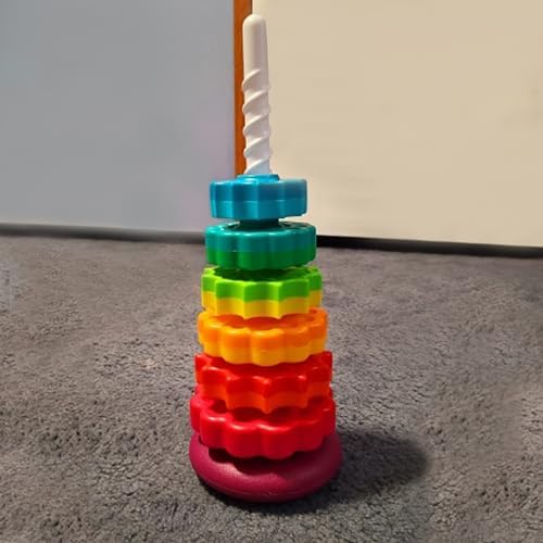 Baby Spinning Toy, Stacking Toy for Babies and Toddlers, Educational Toddler Learning Toys, Rainbow Spinning Wheel Toy for Focus, Dexterity, Brain Development, Interactive Learning stacking toys - Image 5