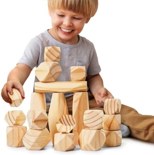 Panda Brothers Wooden Balancing Stones, Montessori Toys for 3 4 5 Year Old by PandaBrothers