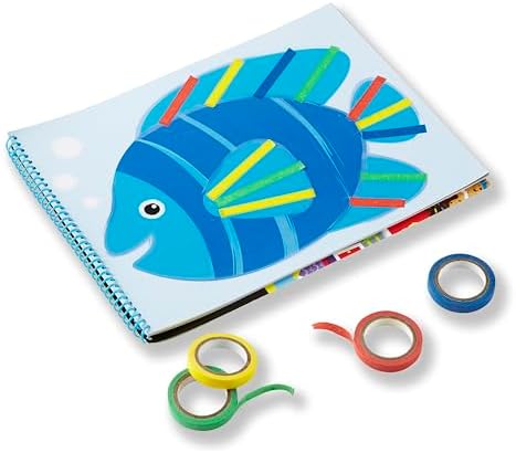 Melissa & Doug Tape Activity Book for Kids with 4 Easy-Tear Tape Rolls (Blue, Green, Red, Yellow) & 20 Reusable Scenes on Spiral-Bound Sheets, Road Travel Toys for Kids Ages 4+, 0.45 inch (Pack of 2) - Image 4