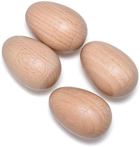 4 PCS Wood Egg Shakers Set, Musical Percussion Instruments, Natural Finish by MGTECH