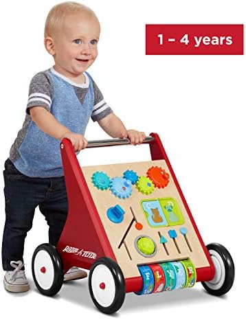 Radio Flyer Classic Push & Play, Toddler Walker with Activity Play, Ages 1-4, Red Walker Toy - Image 2
