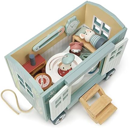 Tender Leaf Toys - Secret Meadow Shepherd’s Hut - Portable Furnished Wooden Shepherd’s Hut on Wheels with 11 Pcs Accessories and 3 Mice Dolls - Open-Ended Play and Story Tellings - Age 3+ - Image 2