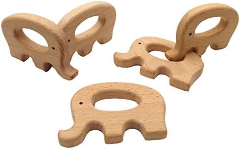 10pcs Natural Wooden Elephant Montessori Toy Pendant Pure Natural Beech Wood Animal Shape for Handmade Arts and Crafts (Elephant 10pcs) - Image 4