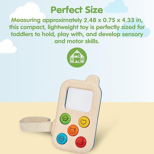 PlanToys® Wooden My First Phone Toy for Toddlers Montessori Baby Sensory - Image 2