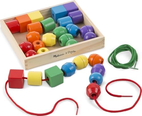 Melissa & Doug Primary Lacing Beads - Educational Toy with 30 Wooden Beads and 2 Laces for Toddlers, Fine Motor Skills Lacing Toys for Toddlers and Kids Ages 3+ by Unknown