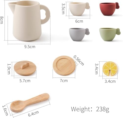 Enchanting Wooden Tea Party Set - Silicone Teapot, Cups & Carrying Scoop - Perfect for Little Girls' Tea Party & Kitchen Play - Toddler Gift - Image 6