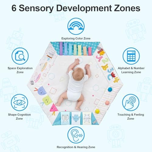 Baby Play Gym Mat with Multiple Sensory Developmental Zones for 0-18 Months Babies - Image 2