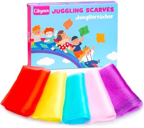 Cikyner Juggling Scarves, 5 Pack Chiffon Scarves | Dance & Sensory Toy by Cikyner