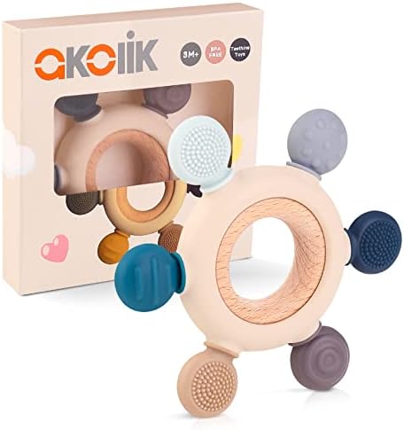 akolik Baby Teething Toys,Teething Relief Teethers Toy for Babies 0-3-6-9-12 Months Old Boys Girls BPA Free Baby Chew Toys Infant Toys Newborn Accessories by Unknown