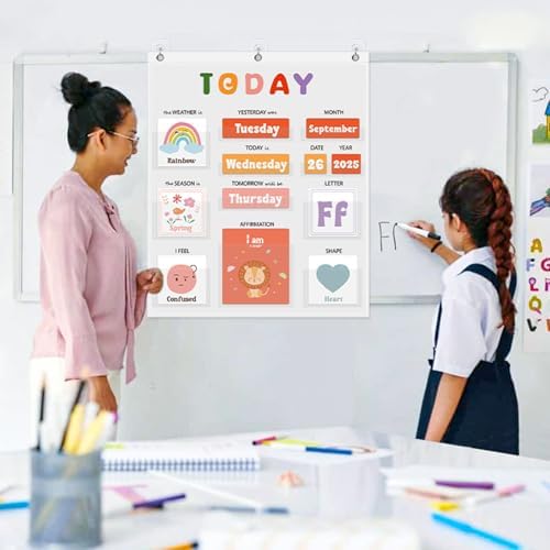 Daily Morning Board,Circle Time Calendar,Classroom Supplies, Interactive Learning Chart for Preschool & Kindergarten, Includes Weather, Feelings, and Affirmations Board - Image 6