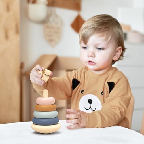 SPEEDY MONKEY Wooden Roly Poly Stacker | Wobble Base Ring Toy Kids Gift - Image 2