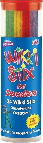 Wikki Stix Doodler Travel Toy for Kids – 24 Reusable Wax Sticks for Sensory Play, Screen-Free Airplane & Road Trip Activity, Mess-Free Fidget Craft for Ages 3+ Made in USA by WikkiStix
