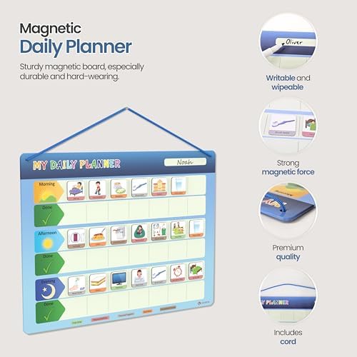 LIKARTO® Visual Schedule for Kids - Routine Chart for Kids - Magnetic Schedule with 147 Magnets - Chore Chart for Children - Morning Evening Bedtime Routine for Toddlers, Autism, ADHD - Image 2