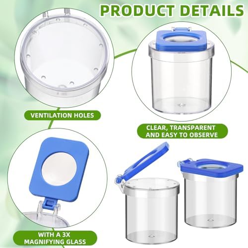 Halloscume 60 Pcs Insert Bug Viewer for Kids Magnifying Insect Box Bug Catcher Magnifier Container Critter Collection Kit Insect Cage Jar for Children Science Nature Exploration Tool - Image 3