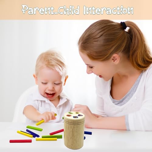 Wooden Montessori Sticks Toys for Kids, 8 Colors Natural Wood Toddler Learning Sorting Toys for 3 Year Old, Sensory Matching Game Birthday Gifts for Boys Girls (Multi-Shaped Stick) - Image 7