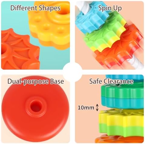 Baby Spinning Stacking Toys for Toddlers 1-3, Spinner Ring Stacker, Montessori Toys for Babies 6-12-18 Months, Autism Sensory Learning Toy, 1 2 3 Year Old Girl or Boy Christmas Birthday Gifts - Image 4