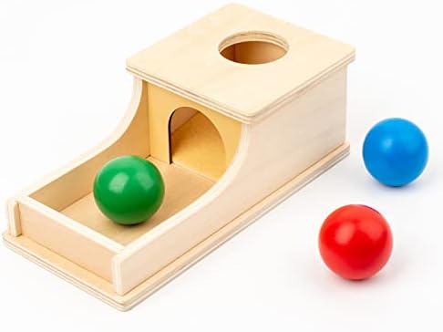 Montessori Toys for 1 Year Old, Ball Drop Toy, Object Permanence Box by BUSYEDITION