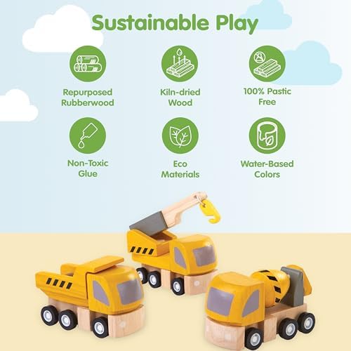 PlanToys® Highway Maintenance Wooden Montessori Vehicle Imaginative Kids Set - Image 3