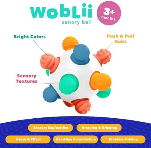 Mobi Woblii Sensory Ball for Babies - Montessori Teething Toy with Satisfying Pop, Food-Grade Silicone Baby Teether for 3 Months+, BPA & Phthalate Free Activity Toy - Image 3