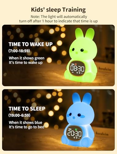 MASHI Bunny Kids Alarm Clock with Time to Wake Sleep Trainer White Noise - Image 3