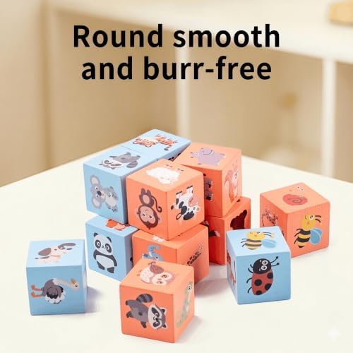 Animal Pattern Matching Game with Blocks, Battle Blocks Race Cube Toy with Picture Cards and Buzzer, Memory Puzzle Board Game, Montessori Preschool Spelling Learning Toy for Kids 3+ - Image 5